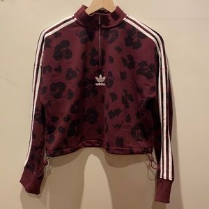 Adidas Crop 3 Quarters Zip Up Sweater
